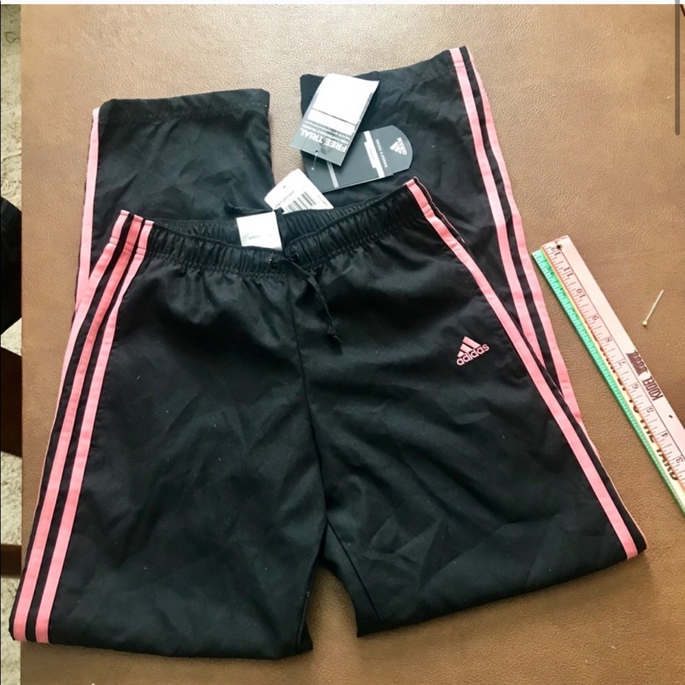 Adidas 3 stripe pink track pants